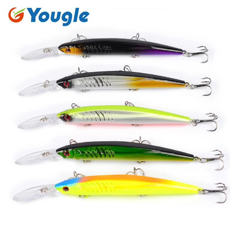 

YOUGLE 5PCS/LOT Plastic Minnow Hard Bait Crank Bait Fishing lures With 6# hook 14.5cm 12.55g