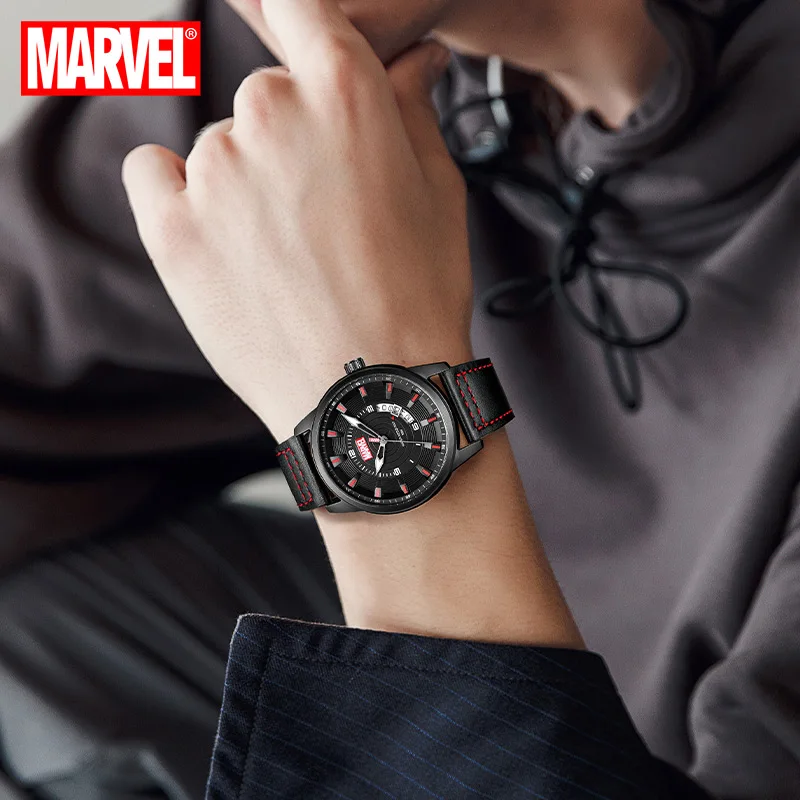 Disney Official Marvel Captain America Quartz Sport Wristwatches Crystal Glass Fashion Casual Male Clock DateRelogio Masculino