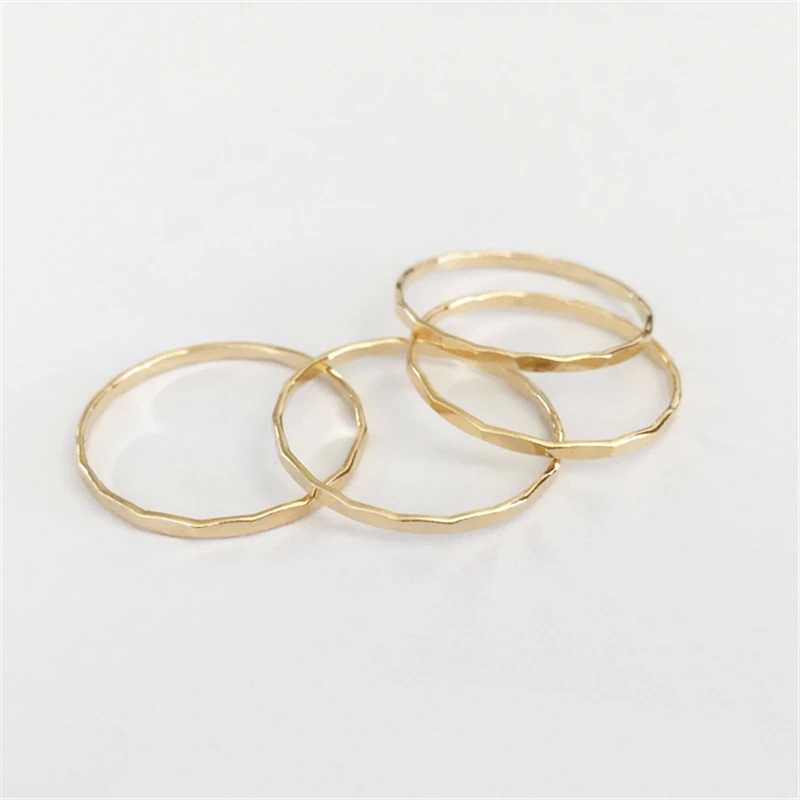 14K Gold Filled Hammered Stacking Ring Boho Minimalist Knuckle Ring Gold Jewelry Anillos Mujer Gold Rings for Women