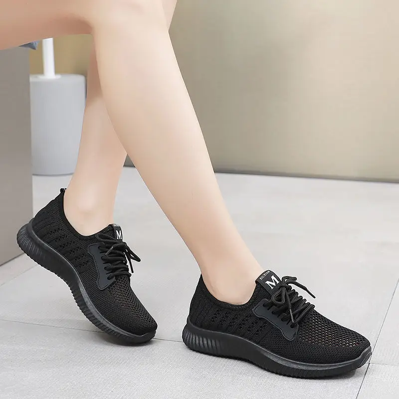 Tenis Feminino Women Tennis Shoes 2021 Hot Sale Female Black Red Gym Sport Shoes Mesh Trainers Lady Flat Sneakers Zapatos Mujer