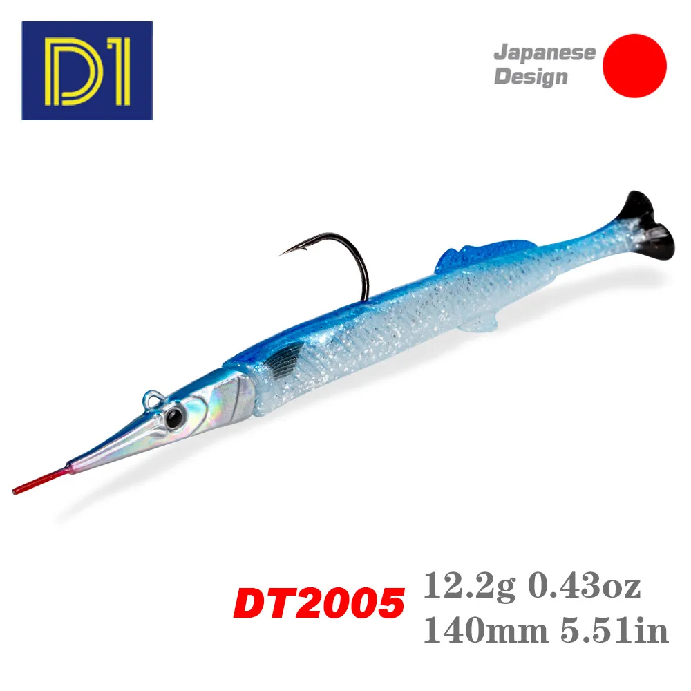 

D1 Needlefish мягкие приманки для ловли рыбы, 140mm/12,2g опускается на дно карандаш стикбейт 3D глаза искусственная приманка для морского окуня leurre souple...