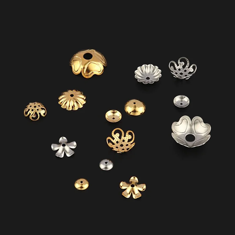 

30pcs/lot Stainless Steel Flower Metal Spacer Loose Bead End Caps For Jewelry Making Materials Wholesale DIY Jewelry Finding