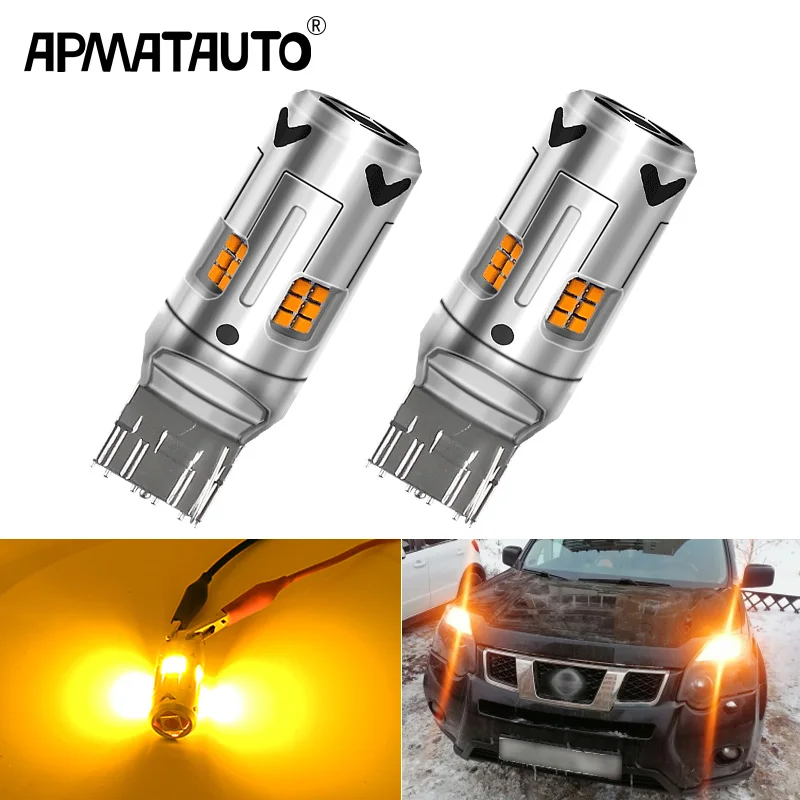 

2 светодиодных лампы без Hyper Flash Amber 1156 BA15s P21W 7507 для автомобиля Honda, Hyundai, Nissan, Mitsubishi, передний или задний указатель поворота