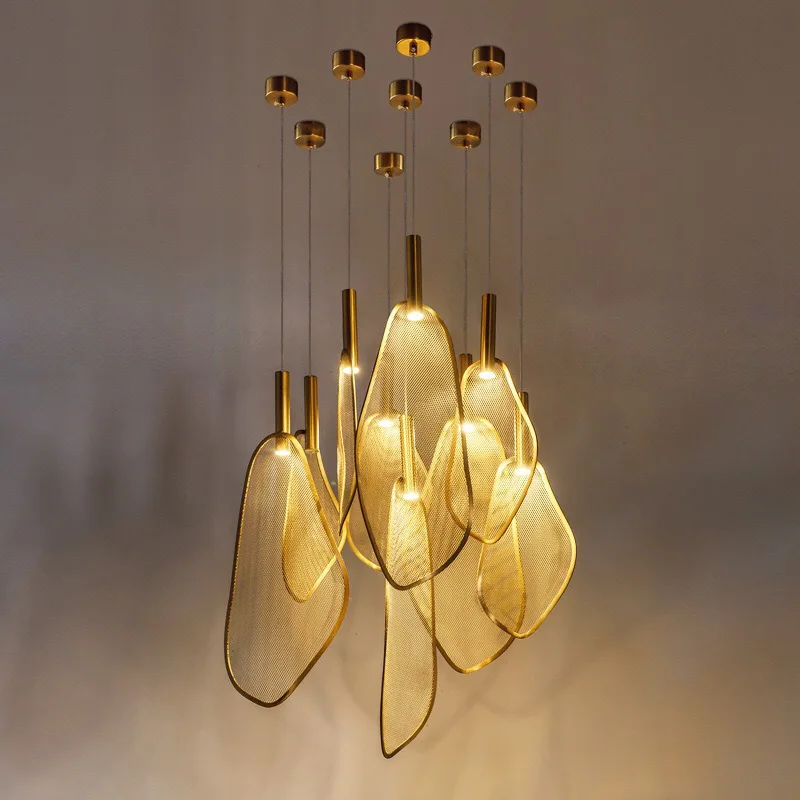 

Modern Unique Fan Shape Pendant Lights Fixtures Personality For Parlor Bedroom Restaurant Home Art Deco Hanglamp Matte Gold