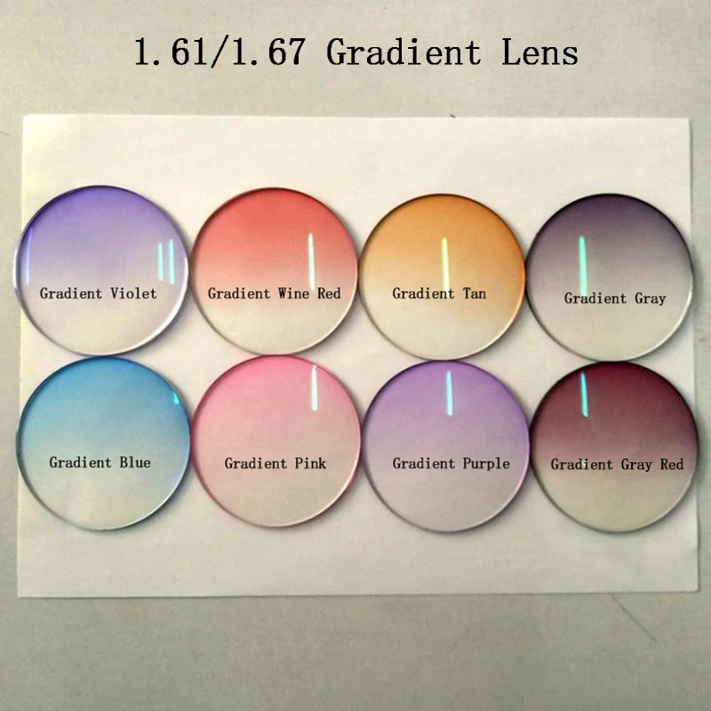 

1.61/1.67 Myopia Gradient Glasses Lens Fashion High Definition Eyeglasses Lens Customize Prescription Lens 8 Color