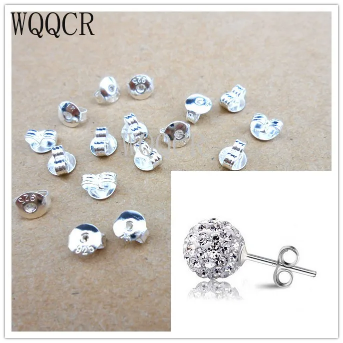 

Bulk 200PCS Genuine Fine 925 Silver colorJewelry Findings Back Stopper For Stud Pin Jewelry Settings 925 Stamped LOGO