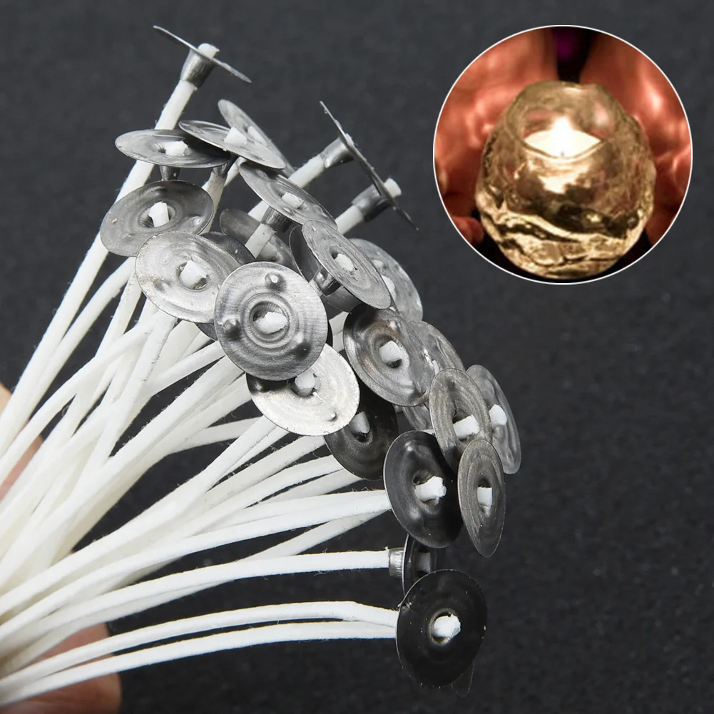 30 pçs mechas de vela de algodão cera sem fumaça núcleo de algodão puro pré-enxado mechas diy vela fazendo fontes de festa 10cm