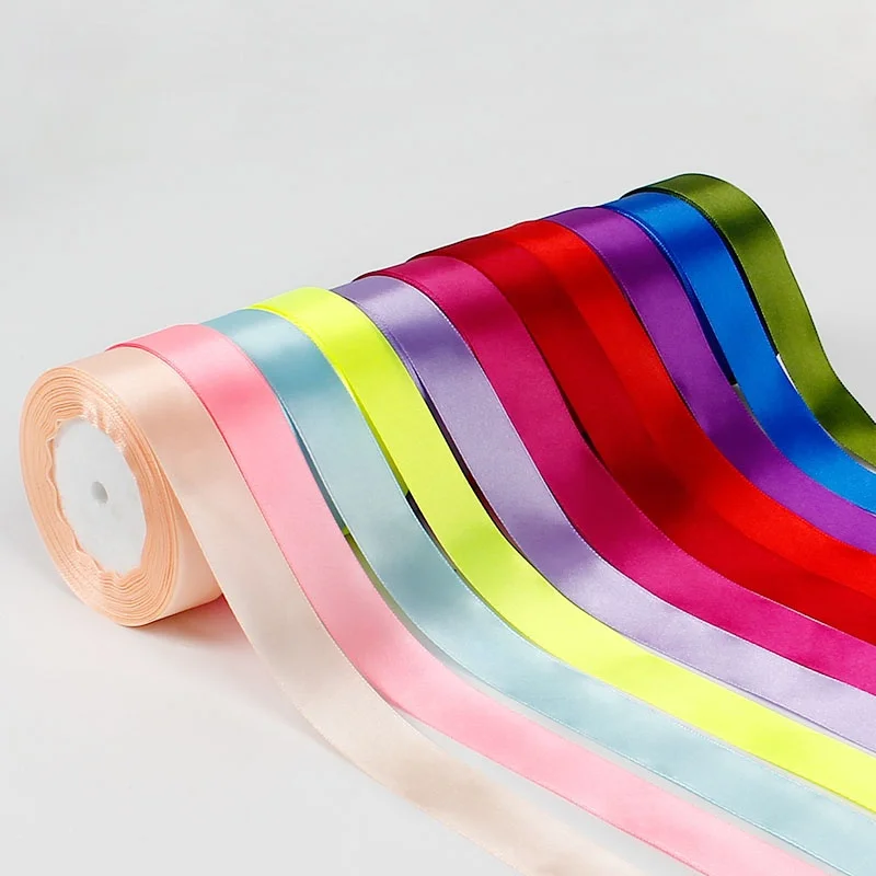 6/10/15/20/25/40/50mm Satin Bänder DIY Künstliche Handwerk Hochzeit partei Liefert Handwerk Nähen Zubehör Material 22meter – Detail 5