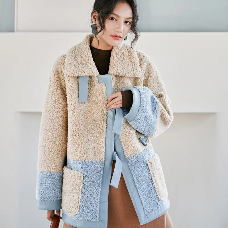 

Winter Women High Quality faux lambswool Fur OverCoats Luxury long casual Thick Warm Plus Size female cloth 2019 beige free ship