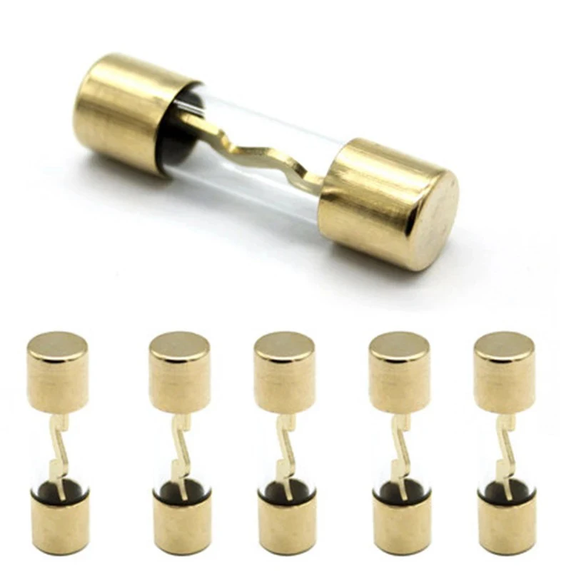 2Pcs 10*38MM Gold Plated Glass AGU Fuse Fuses Pack Car Audio Amp Amplifier 20A 30A 40A 50A 60A 70A 80A 100A