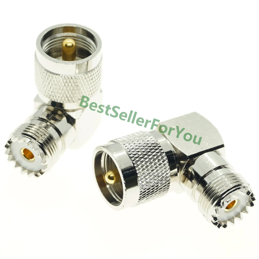 UHF Male Connector PL-259 PL259 Plug To UHF Female SO-239 SO239 JACK CONNECTOR Right Angle 90 Degree RF Adapter