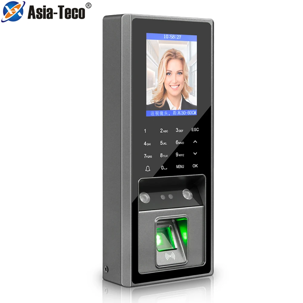 Face Recognition Fingerprint Capacidade para Door Lock System, 300, 125Khz RFID Card, Access Control, 2.8 \