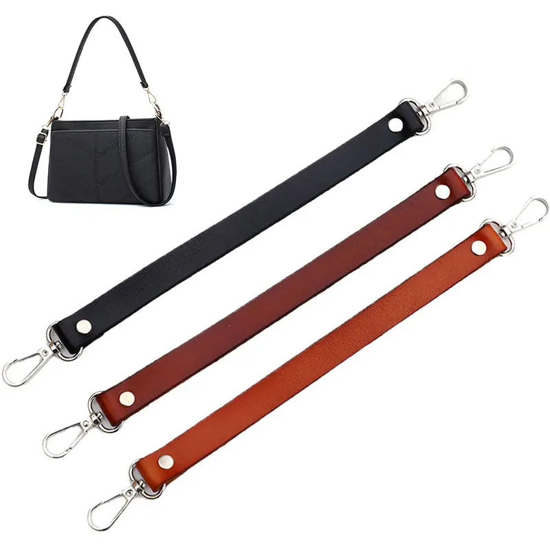 New Bag Handles with Hooks on Both Sides Solid Color Short Handle Strap Genuine Leather Durable Bag Handle Stylish Hand Strap