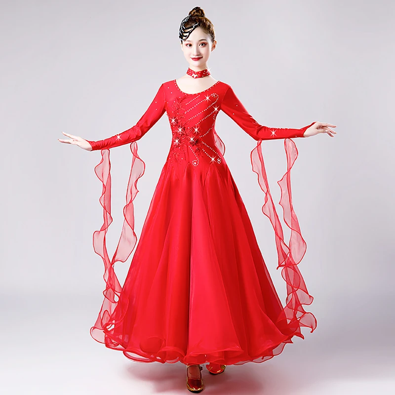 

New Style Woman modern dance Dress performance dress national standard dance competition dress Waltz dance Costumes 220