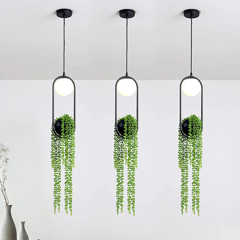 

Nordic Plant Pendant Lights Modern DIY Flower Pot Hanging Lamp for Bedroom Restaurant Lighting Fixtures Indoor Decor Led Light