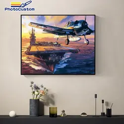 PhotoCustom Drawing Pictures By Number Kits Airplane Handpainted Paintings DIY Drawing On Canvas Home Decor Gift