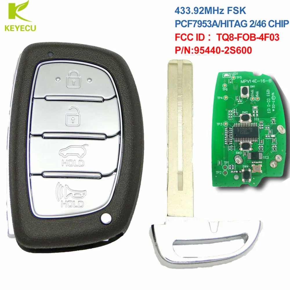 KEYECU Replacement 4 Button Smart Remote Car Key Fob 433MHZ 7953A Chip For Hyundai TUCSON 2014 2015 95440-2S600