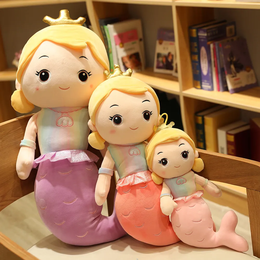 30Cm Cute Mermaid Princess Cartoon Plush Dolls Stuffed Kawaii Animal Beautiful Crown Mermaid Plush Doll Pillow Birthday Gifts