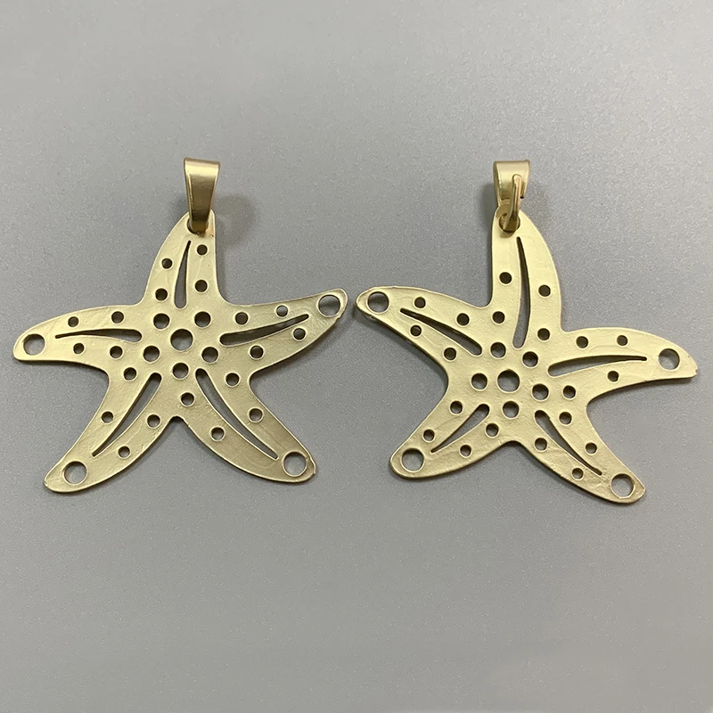 1 Piece Matt Gold Color Large Starfish Sea Star Charms Pendants for Necklace Jewellery Making Accessories 74x70mm