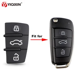 YIQfeast-Coussretours en cuir de réparation à 3 boutons pour Audi, coque de clé de voiture à distance, coussin en caoutchouc, A6L TT A3 A8 A2 A4 A5 horizon S LINE RS l's S3 S4 S5 Q3