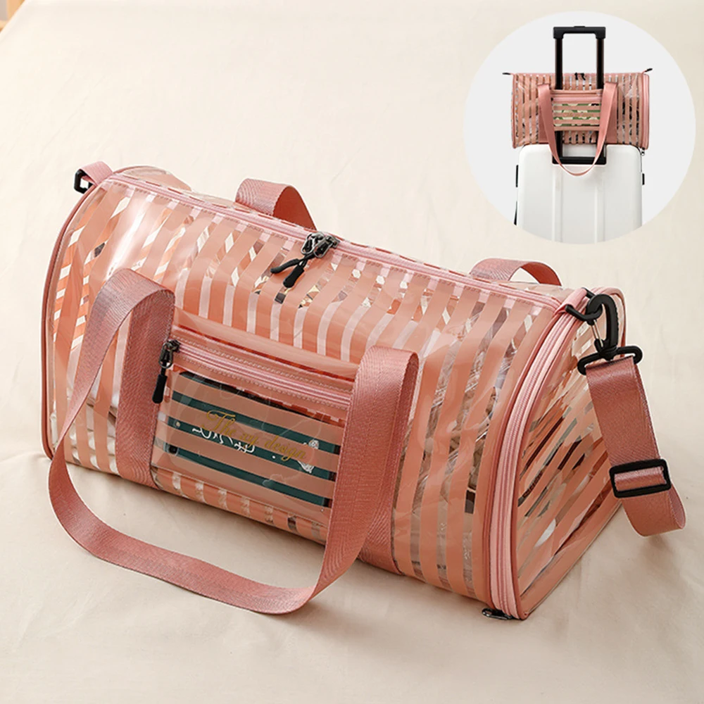 PVC Outdoor Sport  Swimming Bag Women Transparent Waterproof Shoulder Handbags Travel Gym Multifunction Crossbody Bag  X244D