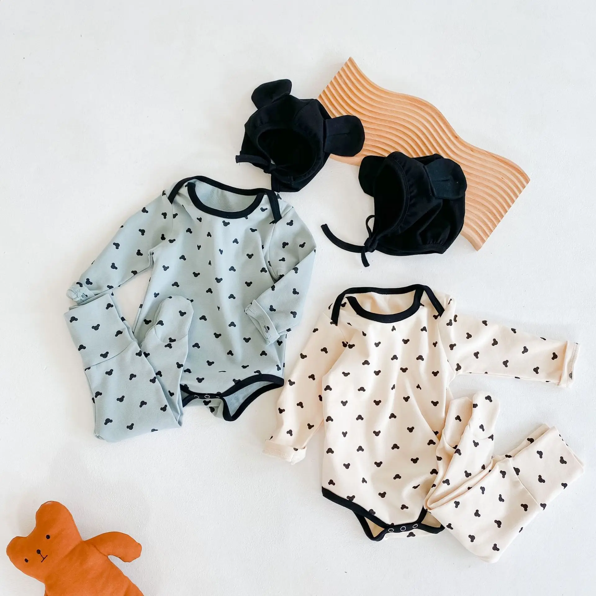 0-3T Newborn Kid Baby Boys Girls Clothes set Autumn Winter Print Body Top Romper Pant suit Cute Sweet Cotton Clothing set