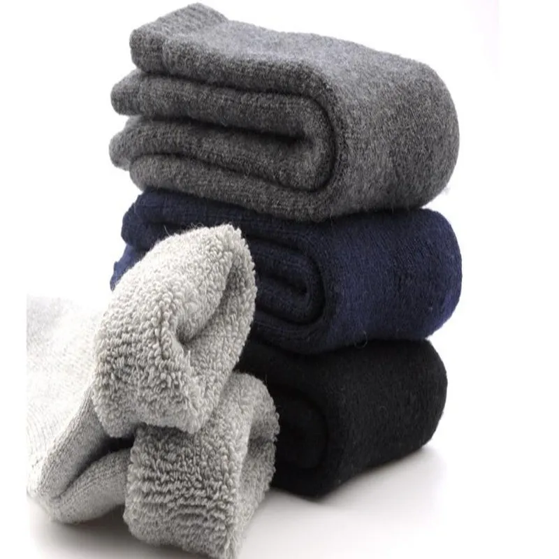 39-45 Men Wool Socks Winter Women Sheep Cashmere Thick Thread Warm Medium Tube Plus Warmth Terry 3pair Christmas Gifts