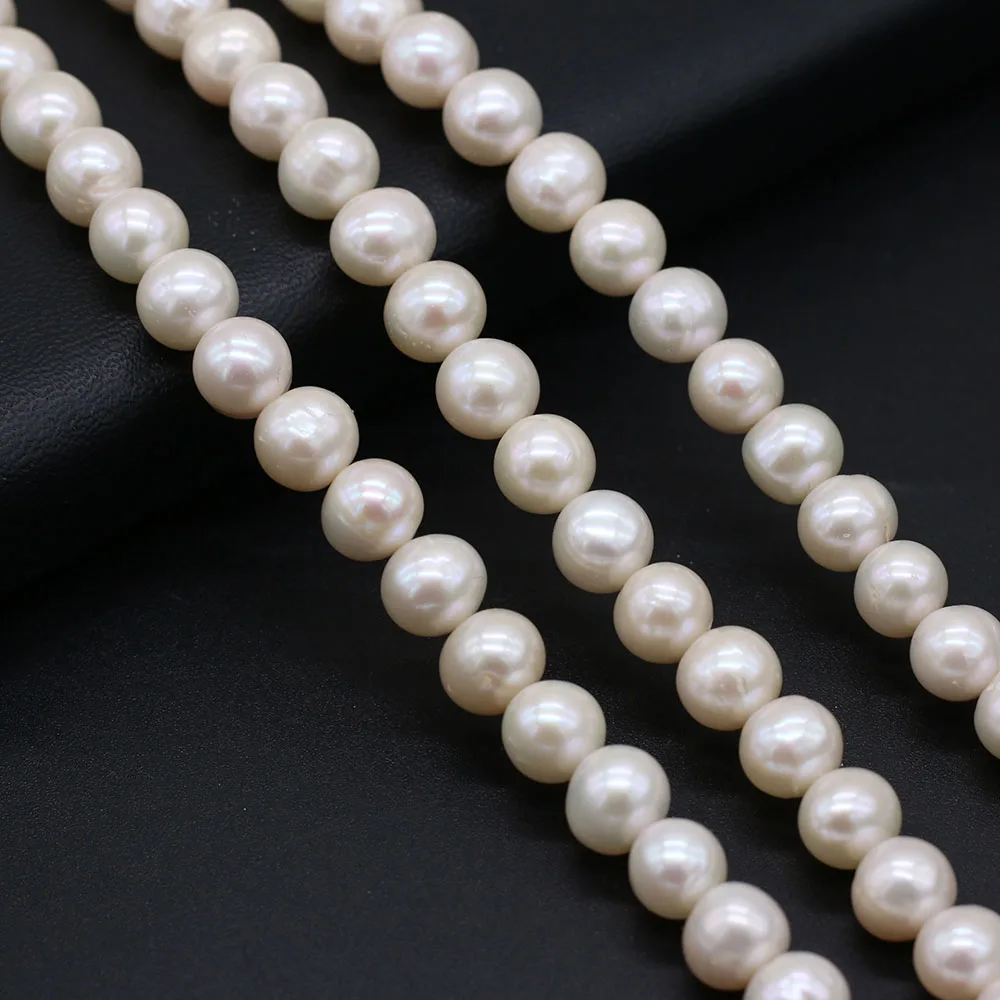 Real Natural Freshwater Top Pearls Beads White Round Loose Pearl Bead For Jewelry DIY Charm Bracelet Necklace Accessories Making