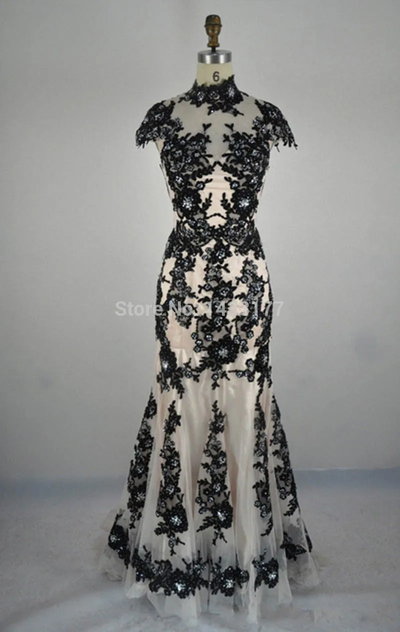 Nieuwkomers Vestidos De Festa 2018 Kleurrijke Lange Formele Jurken Echte Foto Kant Applique Black Zuhair Murad Avondjurken