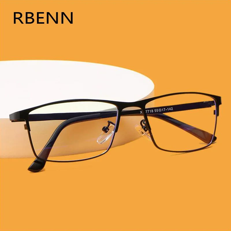 RBENN Stainless Steel Full Frame Reading Glasses Men Anti Blue Light Metal Business Presbyopia Optical Eyegalsses +0.75 1.5 1.75