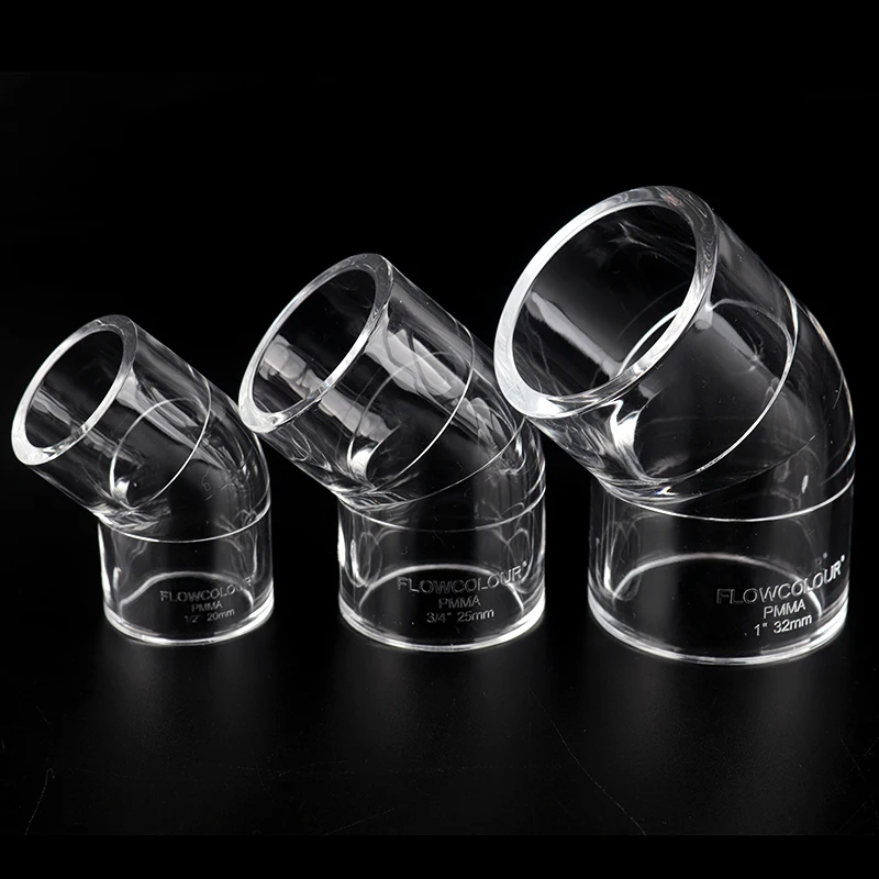 20/25/32mm Thicken 45° Acrylic Elbow Joint  Aquarium Tank Adapter Hosse Coupling Clear PAMA Glass Tube Connectors Pipe Fittings