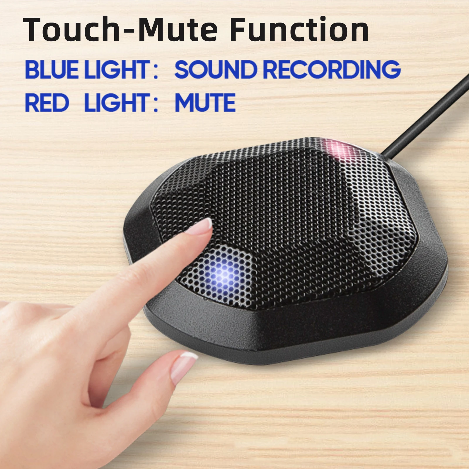 Portable 3.5mm Plug Conference Microphone 360° Omnidirectional Condenser PC Mic Plug & Play Small Microphone for PC Laptop