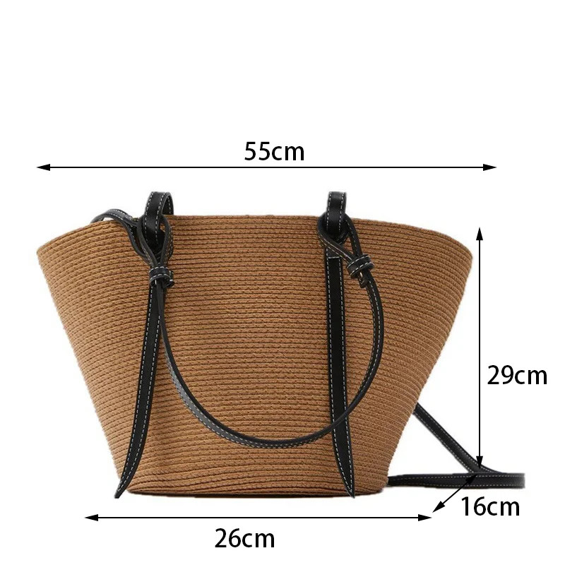 Lady Summer Beach Straw Basket Bags Casual Rattan Large Capacity Totes Women Brands Designer Handbags Wicker Woven Shoulder Bags