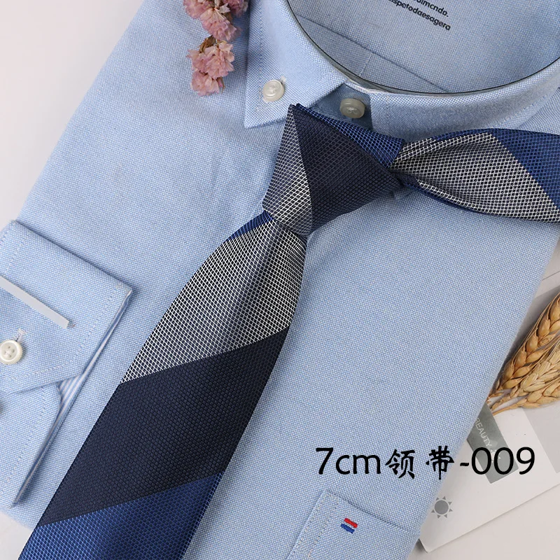 Corbatas de 7cm Para Hombre, Corbatas de lujo a rayas azules, Corbatas de negocios, accesorios de camisa, regalo de matrimonio