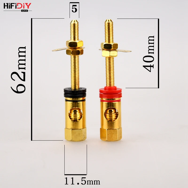 HIFIDIY LIVE 2pcs speaker DIY  lengthen terminal connector binding post HIFI amplifier Pure cupper Gold-plated Banana socket