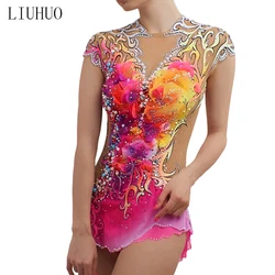 LIUHUO Figure Skating Dress Women's Girls' Ice performance Rhythmic gymnastics competition Dance Leotard Artistic Costume Pink