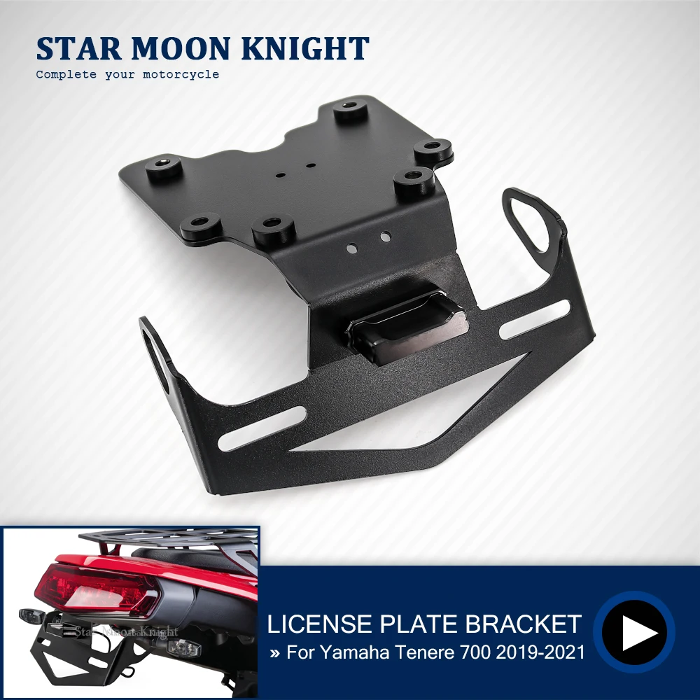 

Motorcycle Rear License Plate Holder Bracket with Light Tail Tidy Fender Eliminator for Yamaha Tenere 700 T700 T7 2019 2020 2021