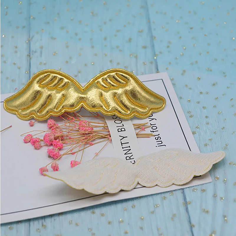 Colored shiny angel wing patches for hand decoration and hair accessories, set of 40 pcs, 10.5x3 cm