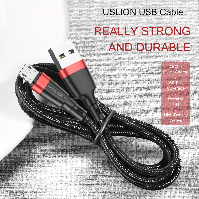 USLION Micro USB Cable 3A Fast Charging USB Data Cable Cord for Samsung Xiaomi Redmi Note 4 5 Android Microusb Fast Charge 3M 2M image 2