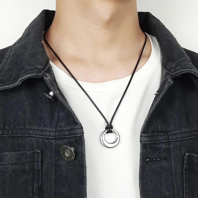 Vnox Free Customize Hollow Circle of Life Necklace Women Men Stainless Steel Screw Eternity Urn Pendant Memorial Ashes Holder - Image 2