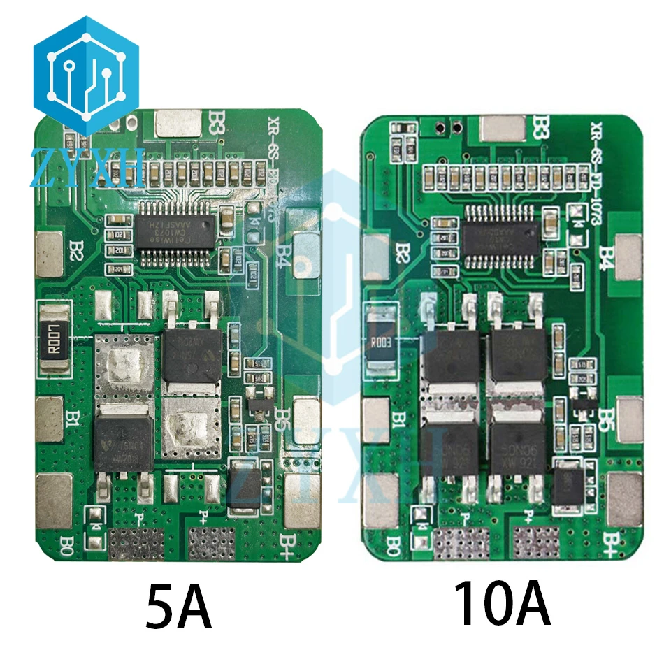 6S BMS 5A/10A 22V 18650 Li-ion Lithium Battery Charger Board Common Port Short Circuit Protection For Power Bank/Drill Motor