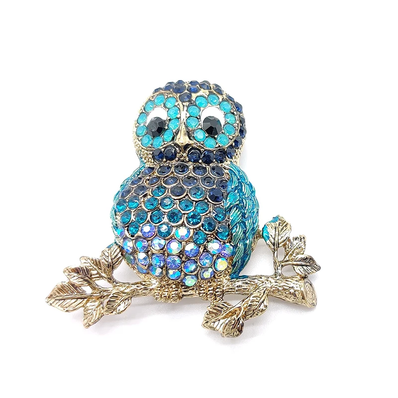 PD BROOCH 2021 New High-end Owl Brooch Clothing Accessories Full of Ziron Gradient Transition Color Alloy Material Corsage Pin