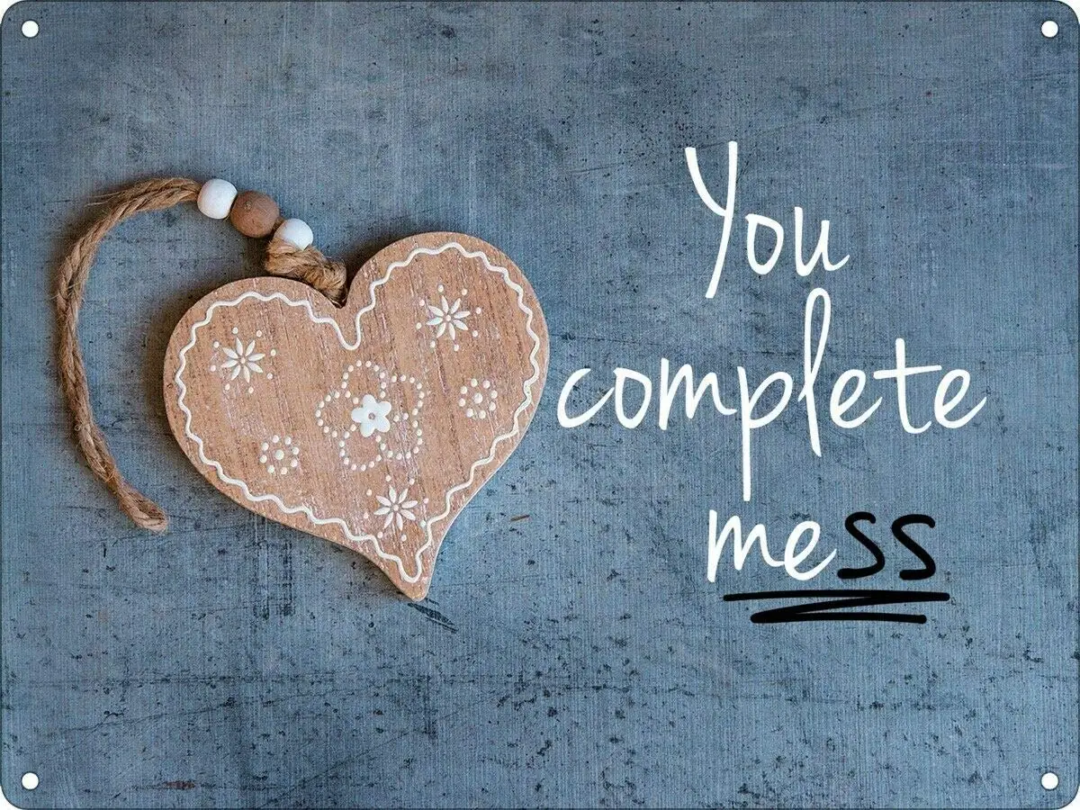 

You Complete Me(ss) Retro Wall Home Bar Pub Vintage Cafe Decor, 8x12 Inch