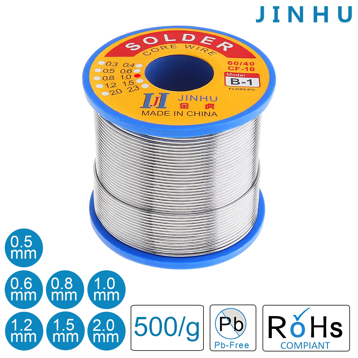 Welding Wires 500g 0.5/0.6/0.8/1.0/1.2/1.5/2.0mm 2.0% Flux 60/40 Tin Lead Solder Wire Roll Rosin Core Soldering Melt Roll