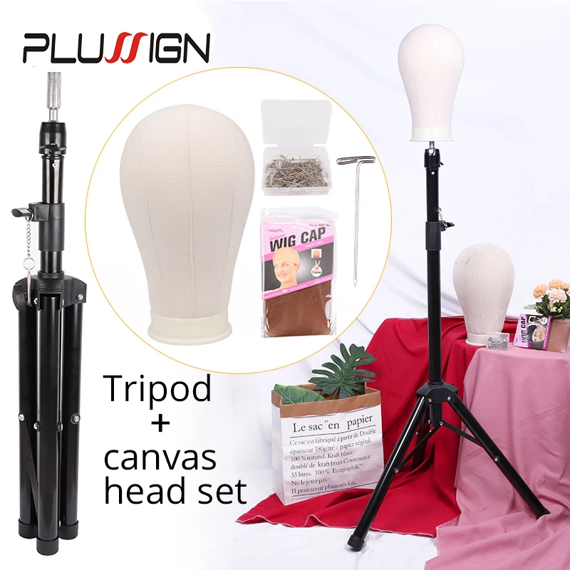 Wig Styling Stand With Canvas Head And T Pins Plussign Styrofoam Mannequin Head Canvas Block Head Wig Styling Tools For Salon