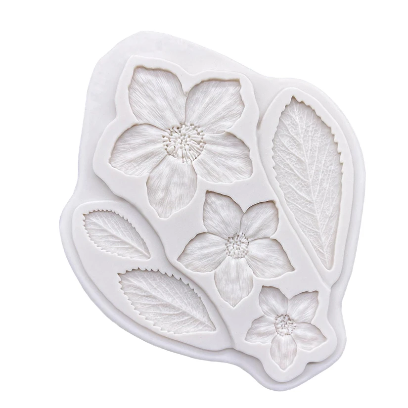 Strawberry Leaf Flower Silicone Cake Baking Mold Sugarcraft Chocolate Cupcake Baking Mould Resin Fondant Cake Decorating Tools