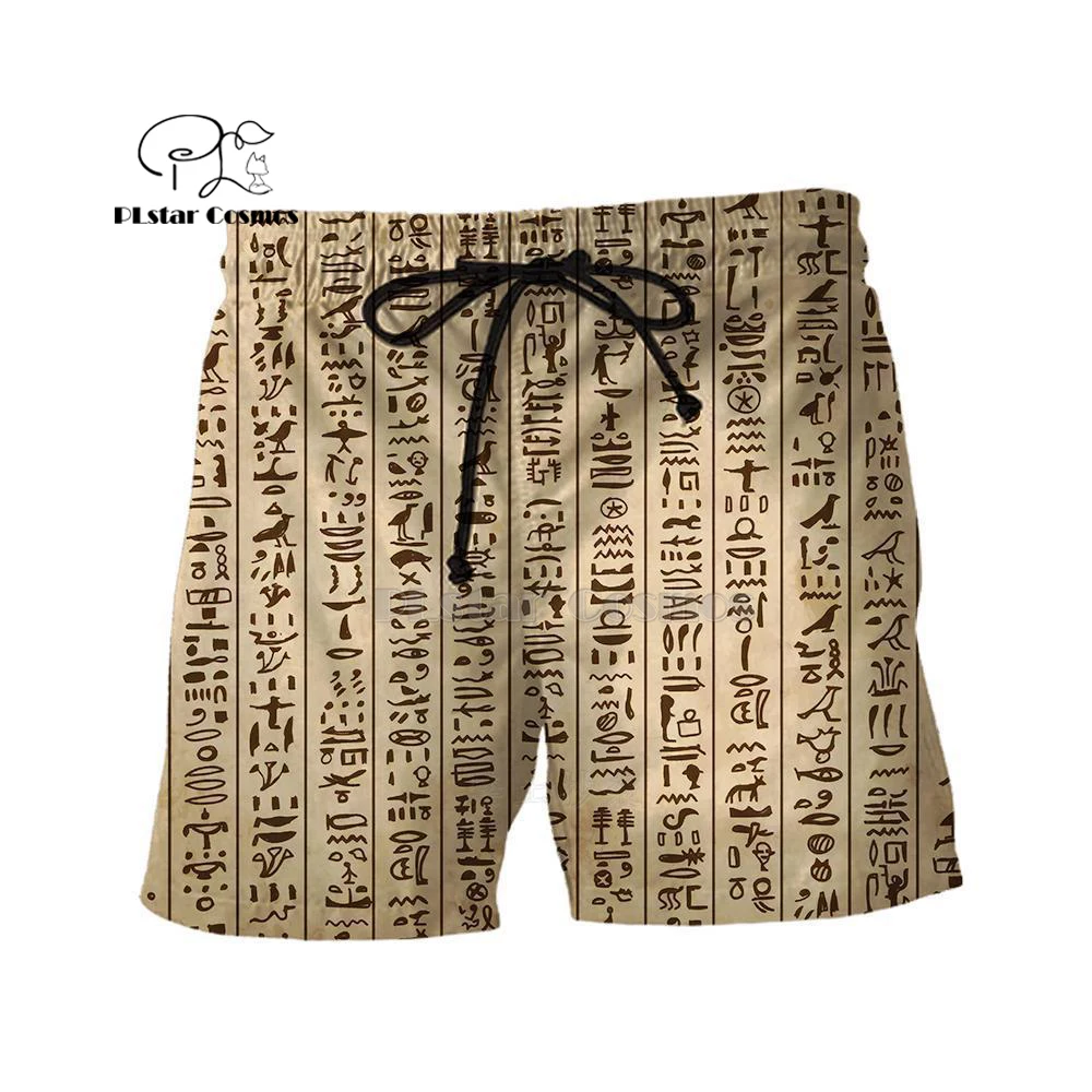 Newest Mysterious retro ancient Horus Egypt totem Men's Summer Casual Shorts Harajuku 3D Print Loose Beach Casual Pharaoh-4