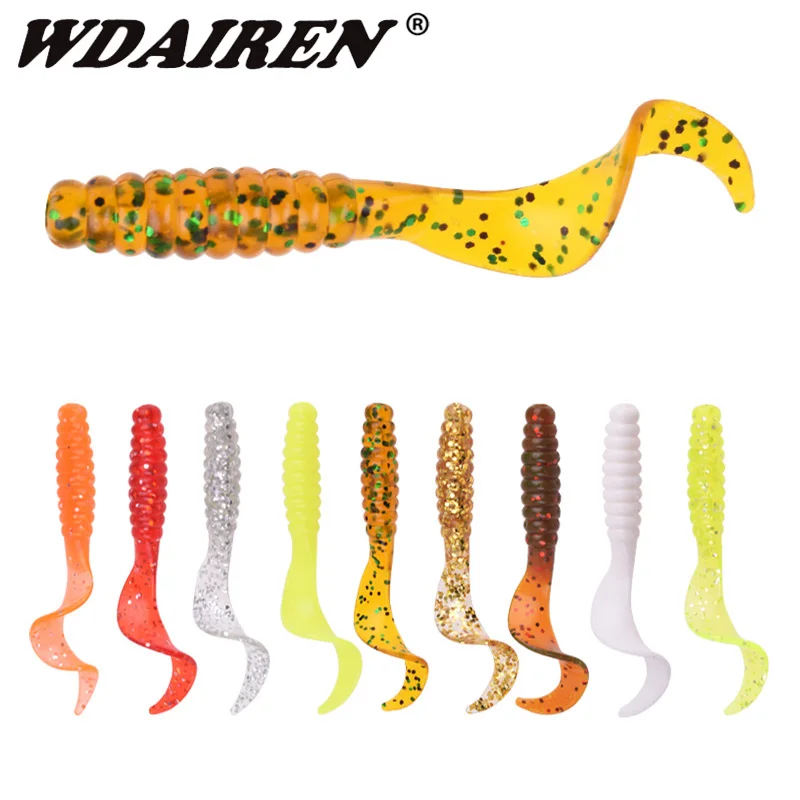 

10Pcs/Lot Worms Fishing Lures Fishy Smell Silicone Soft Bait 48mm 1.2g Artificial Bait With Salt Carp Bass Pesca Fishing Takcle