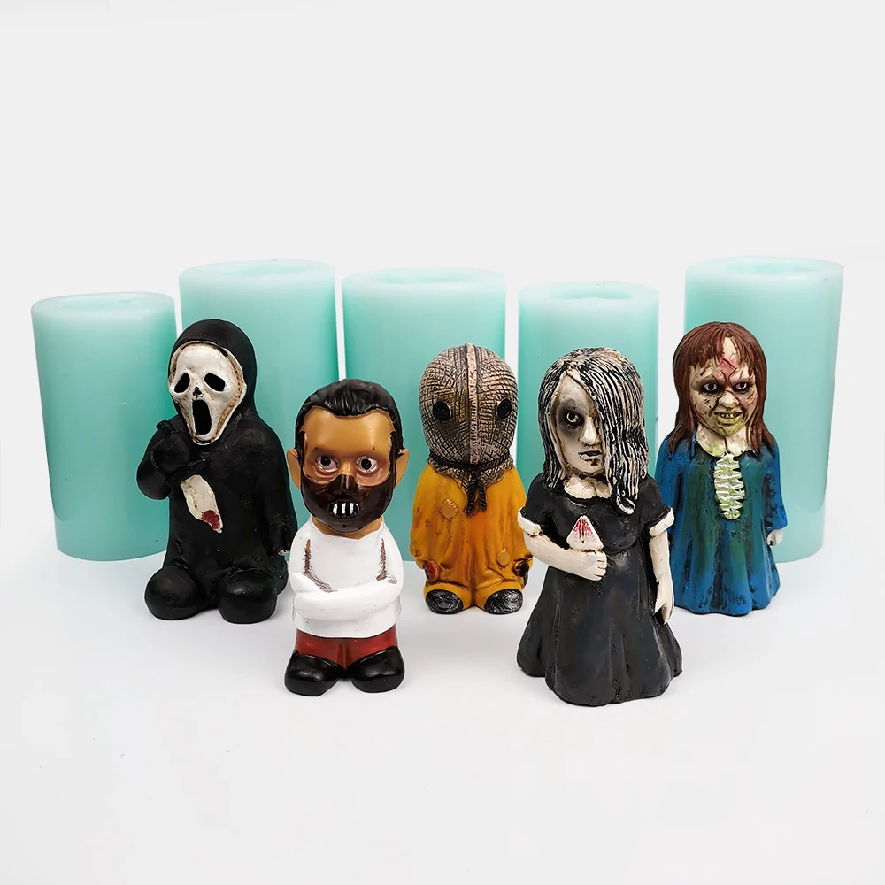 3D Halloween Zombies Doll Silicone Mold Cake Candle Soap Plaster Resin Mould DIY Aromatherarpy Household Decoration Craft Tools