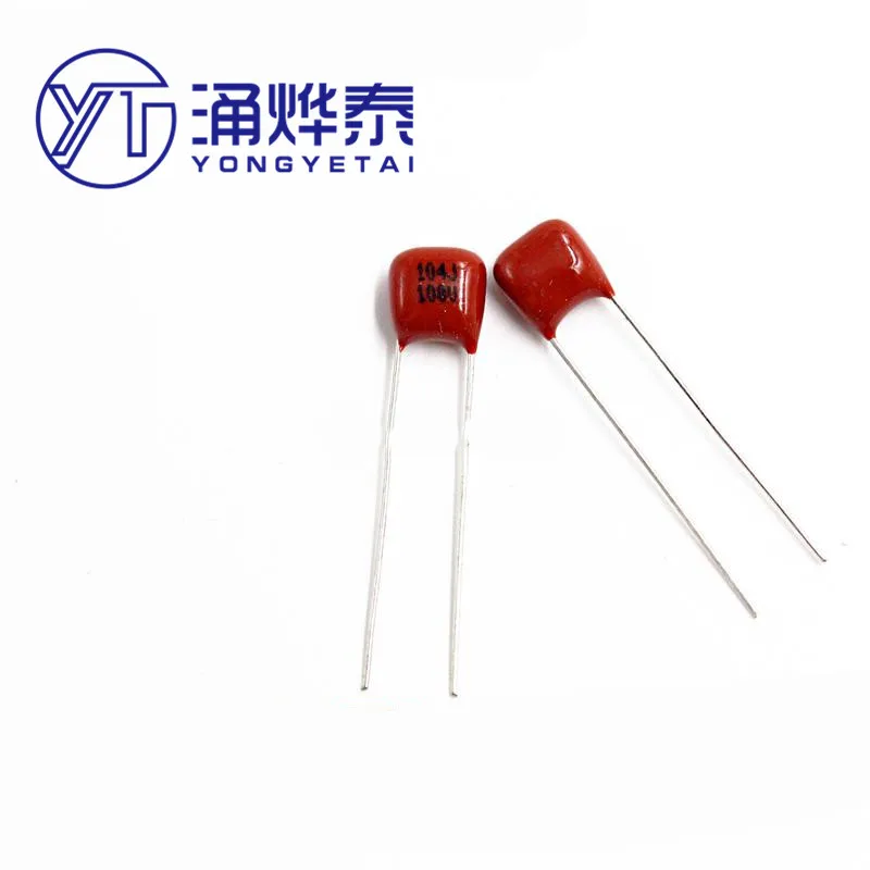 YYT 50PCS CBB Metal Film Capacitor 100V104J P5 100NF 0.1UF New 104J 100V